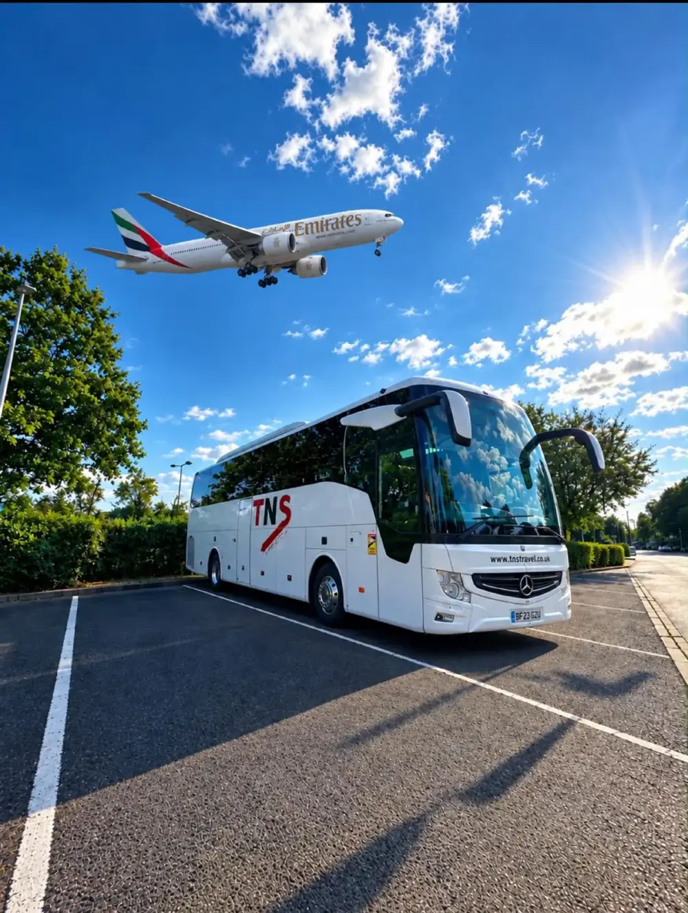 TNS Travel coach at a pick-up point