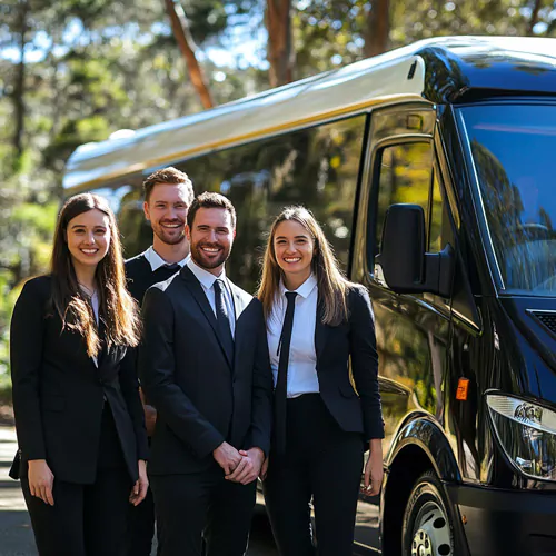 Agency workers arriving at a client site by coach